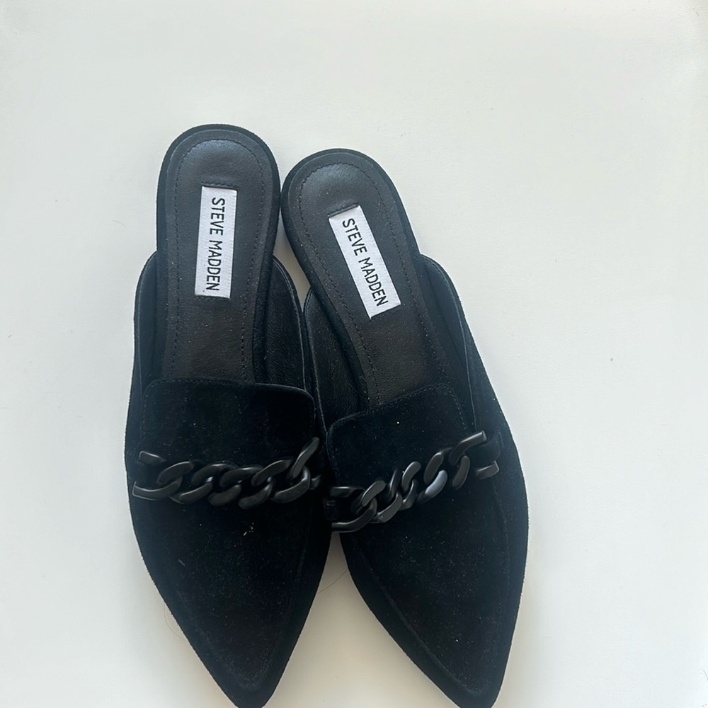 Steve Madden Black Mules with Chain Detail